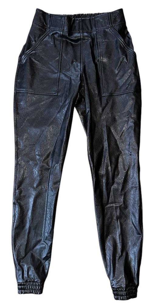 Spanks By Sara Blakely Faux Leather High-Rise Pants Joggers Small